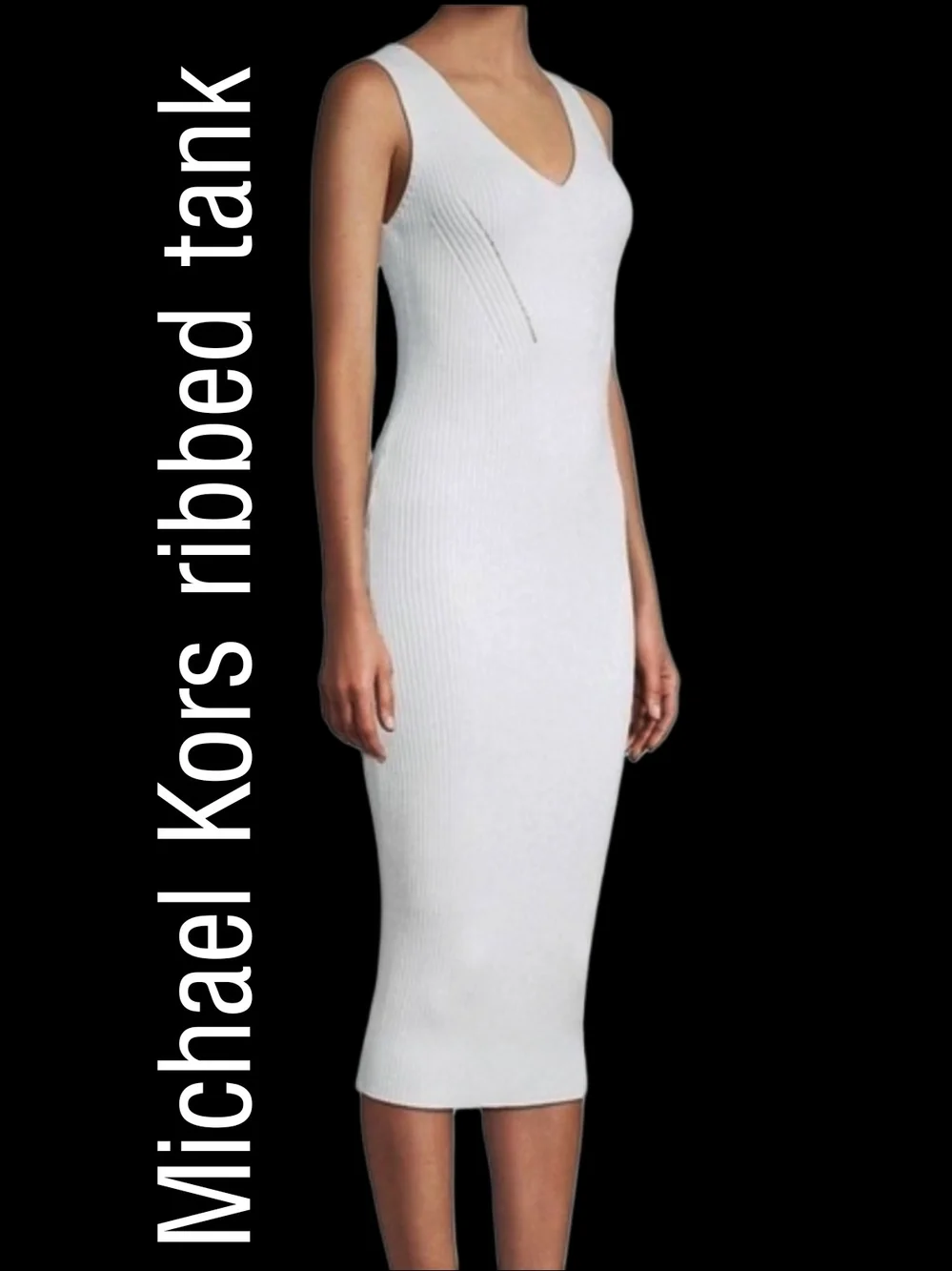 Michael Kors White Ribbed Tank Midi Dress Size Small